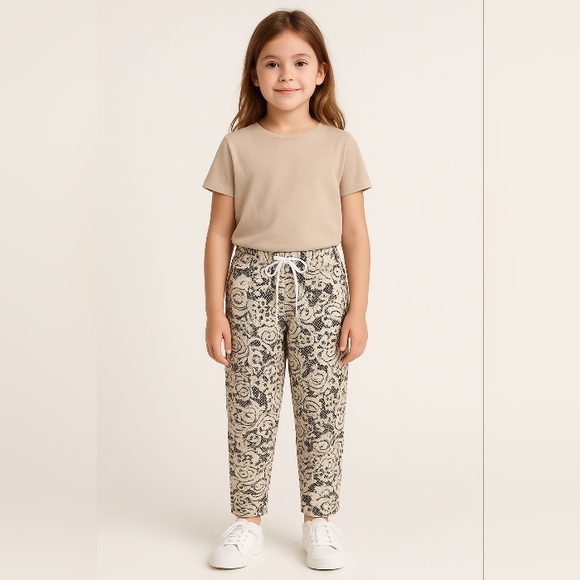 Other - NWOT Beige Tee and Patterned Pants Sz10